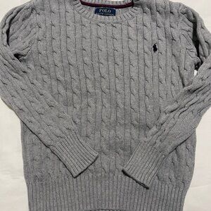 Boys Polo by Ralph Lauren Gray Cable Knit Cotton Sweater
